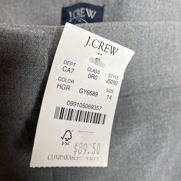 J.CREW Ruby Pants Women 14 Slim Cropped NEW Gray Stretch Twill J5292 - Picture 12 of 13